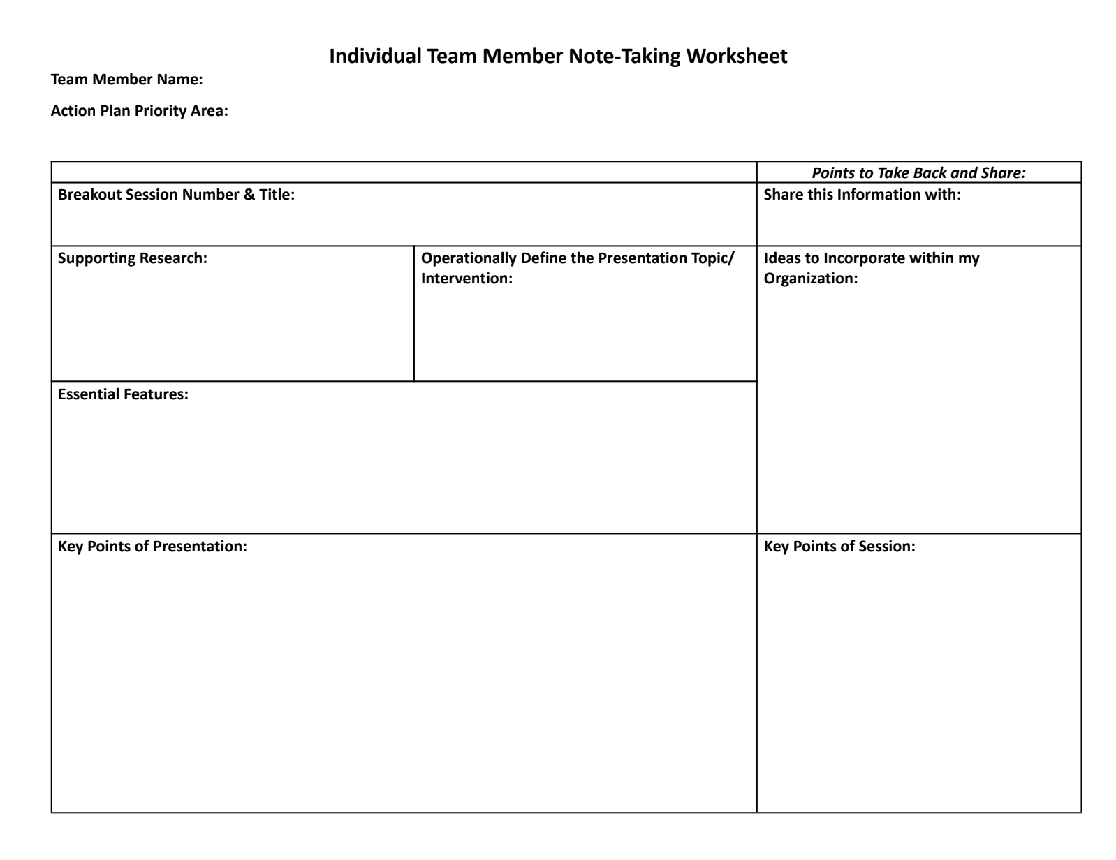 Note Taking Worksheet Thumbnail